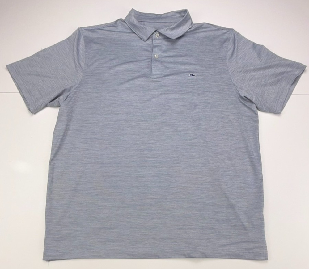 Vineyard Vines Performance Polo Shirt Mens XL Gray Striped Bradley Sankaty Golf
